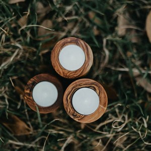 Premium Quality Olive Wood Tea <b>Light</b> Holder Set 3 Handmade Luxury Geometric Shape Farmhouse Candles <b>Christmas</b> Home Decoration - Product Image 1