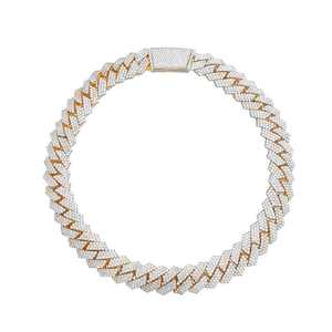 Cadena Cubana de Plata de Ley 925 con Baño de Rodio, con Incrustaciones de Diamantes, Pasa el Test de Diamantes, Collar de Diamantes Vintage Unisex - Product Image 1