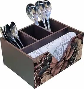 Printed Wooden Hanging Luxury <b>Cutlery</b> Organizer Box MDF Kitchen <b>Storage</b> Rack for Tabletop Display - Product Image 1