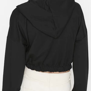 Sudadera con capucha de algodón de manga larga de alta calidad con logotipo personalizado para mujer, estilo jersey con tejido de punto para ropa informal de invierno - Product Image 4