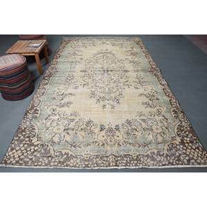 Tapis turc Vintage Beige Vert 6.2 X 10.4ft Classique Grande Surface Laine Latex Rectangle Patchwork pour Couloir pour Décoration de Chambre - Product Image 1