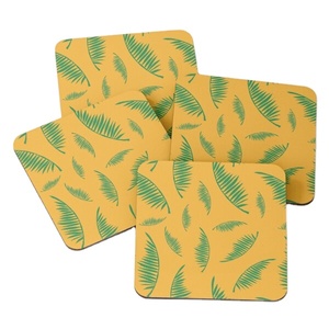 Sous-verres décoratifs antiques Tapis en bois d'acacia sur des sous-verres imprimés pour servir le thé 4 pièces accessoires de cuisine breloques en paille - Product Image 1