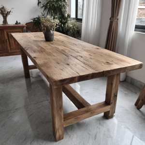 Mesa de comedor ecológica de madera maciza cuadrada moderna hecha a mano para uso en apartamentos y hoteles muebles de comedor de cocina grande - Product Image 1