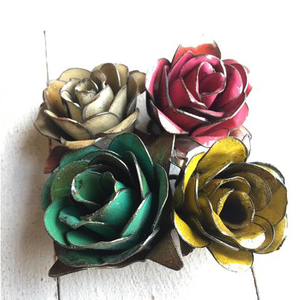 Vintage Antique <b>Iron</b> Flower with 2 Leaves - Product Image 3