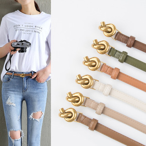 <span class=keywords><strong>Cintura</strong></span> da <span class=keywords><strong>Donna</strong></span> in Vera Pelle di Vacchetta, Design Casual, Larghezza 1,4 cm, Fibbia a Perno, Leggera, Semplice, Vintage ed Elegante, Accessorio per la Vita - Product Image 1