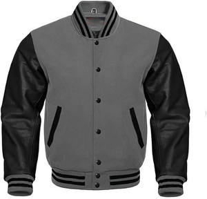 Unisex Varsity <b>Jackets</b> Custom Logo Wholesale Casual <b>Baseball</b> <b>Jacket</b> Canvas Stand Collar Cotton - Product Image 3