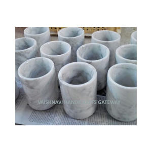 Jarrones Redondos de Mármol y Piedra Pulidos a Mano, Estilo Antiguo, Artesanía India para Decoración del Hogar y Regalos - Product Image 1