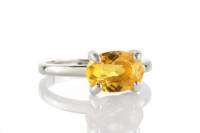 Plaqué or rose solide 925 argent Sterling naturel Citrine ovale coupe pierres précieuses anneaux empilables personnalisé fabriqué en usine bijoux fins