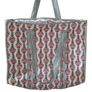 Sac fourre-tout réversible en coton matelassé pour femmes, couleur unie écologique, ouverture supérieure, utilisation estivale, sac réutilisable - Product Image 1