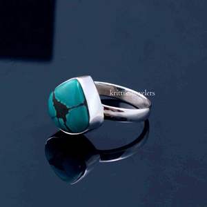 แหวนพลอยเทอร์ควอยส์สีเงินสเตอร์ลิง925สำหรับงานแต่งงาน - Product Image 4