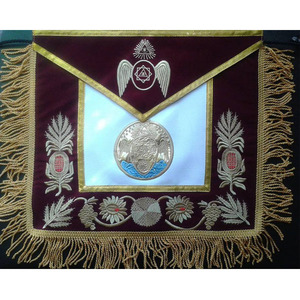 ผ้ากันเปื้อนรุ่น Masonic Regalia Grand Lodge ผ้ากันเปื้อนลายอิฐแดงและทองปักด้วยมือ - Product Image 5