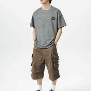 เสื้อยืดแขนสั้นผู้ชายสไตล์วินเทจ ย้อมสีฟอกสี ทำจากผ้าฝ้ายออร์แกนิคถักน้ำหนัก 220 กรัม สไตล์สตรีทแวร์ รับผลิตตามสั่ง ขายส่ง - Product Image 4