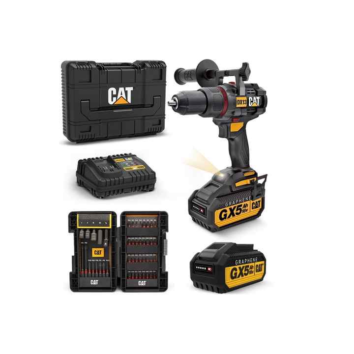 Dx13ba 18volt/5.0ah Graphene Li-ion Dual Battery Brushless Professional Impact Drill 45 Pcs Accessories