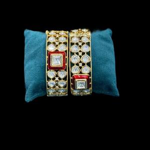 Modern Designer Premium Quality Stylish Kundan Stones Look Two <b>Set</b> Of <b>Bangles</b> for Women Wedding Party Wear For Girls - Product Image 1