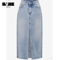 Falda vaquera informal de cintura alta de talla grande longitud Midi con decoración de botones Y2K estilo Sexy precio bajo al por mayor para chicas de moda