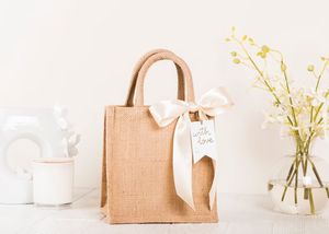 Bolsas de Regalo de Yute 100% Ecológicas con Logotipo Personalizado de Alta Calidad, Elegantes para Uso Diario, Bodas y Promociones - Product Image 2