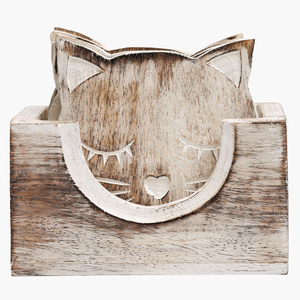 Modern Design Wood Holder <b>Cat</b> Design Wooden Tea Coasters for Home Office Table Use Good Quality Product - Product Image 1
