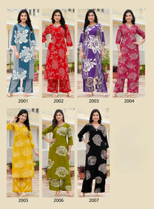 Ensemble de coordonnés imprimés numériques en rayonne légère doux et décontracté pour les fêtes de filles de bureau-Utilisation régulière - Product Image 3