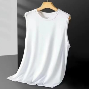 Haute qualité nouveau grande taille à séchage rapide été t-shirt hauts gilet hommes glace soie sans manches respirant refroidissement Nylon solide t-shirts mâle - Product Image 1