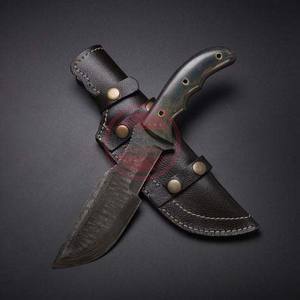 COUTEAU TRACKER DAMAS FAIT MAIN PERSONNALISÉ AVEC GAINE EN CUIR Couteaux Damas - Product Image 5