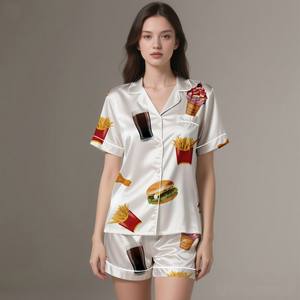 Premium Soft Silk Satin Breathable Women's Summer Spring <b>Pajamas</b> Long Sleeve Set - Product Image 2