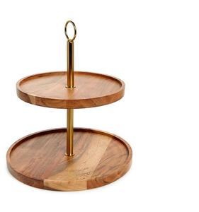 Soporte de madera de lujo de 2 niveles para pasteles Soporte elegante para cupcakes para dulces y postres Herramientas para pasteles - Product Image 2