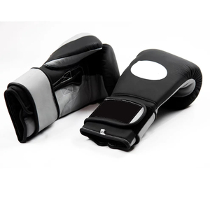 Black Faux Leather Boxing <b>Gloves</b> With Velcro Wrist Closure For Adults Training And Competition Use - Product Image 2
