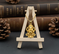 Collier pendentif Ganesha plaqué or rose, cadre rond, charme du dieu éléphant hindou, bijoux spirituels faits à la main