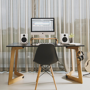 Scrivania da ufficio professionale di design italiano legno naturale moderno in compensato di betulla e mdf colorato valchromat per ufficio - Product Image 5