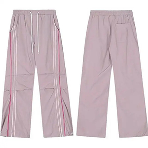 กางเกงกันลมลำลองสำหรับผู้ชายกางเกงผ้าฝ้ายลายขวางแบบวินเทจ - Product Image 3