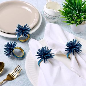 ลูกปัดแก้วเหล็กอัลลอยด์แหวนผ้าเช็ดปากรูปชายฝั่งทะเลขนาดใหญ่สำหรับตกแต่งงานปาร์ตี้โต๊ะรับประทานอาหารทุกวันการชุมนุมของครอบครัว - Product Image 1