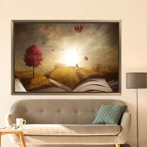 Livre Nature Inside : Impression sur toile en verre trempé abstrait, toile encadrée dorée - Product Image 1