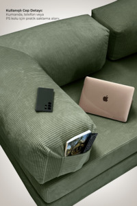 Green Modular <b>Foam</b> <b>Sofa</b> with Movable Backrests Roll Packed Easy Transport with Side Pockets High Density Comfortable <b>Sofa</b> - Product Image 4