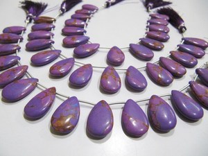 Cobre púrpura Turquesa Forma de pera Tamaño liso 12x20mm Hebra de cuentas 8 pulgadas de largo Vendido por hebra - Product Image 2