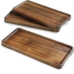 Plateau en bois de forme hexagonale ensemble de 3 plateau de serveur de petit déjeuner en bois de mangue vente chaude plateau de service de petit déjeuner de collations élégantes modernes - Product Image 2