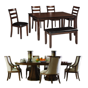 Muebles de Comedor de Diseño Moderno Estilo Japonés en Oferta, Mesa de Comedor con Cubierta de Madera Maciza de Teca y Caoba, Juego de Comedor en Venta - Product Image 5