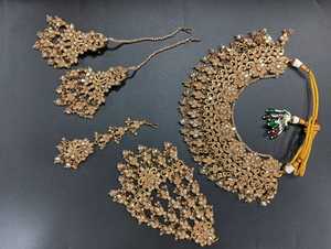 Graceful Gold-Plated shadow Necklace Set Sophisticated Bridal Jewelry for Weddings Receptions & Traditional Ceremonies - Product Image 2