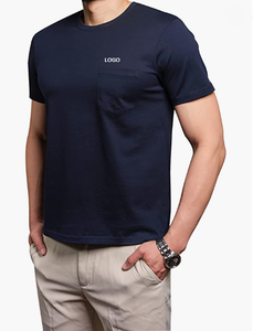 Camiseta de algodón con cuello redondo y bolsillo para hombre - Product Image 2