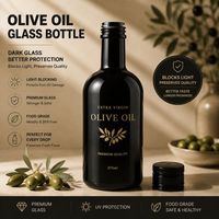 Bouteille d'huile d'olive personnalisée avec bec verseur, emballage d'usine, bouteilles d'huile d'olive en verre vert opaque avec logo