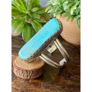 Bracelet manchette en argent sterling 925 Danny Turquoise, taille 8, bijoux de mode, argent sterling 925 pur, pierre précieuse naturelle - Product Image 4