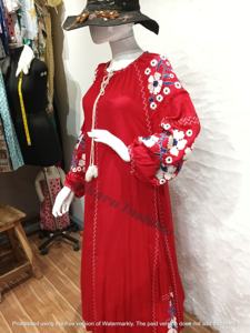 New And Best Design Women Ukrainian <b>Dress</b> Puff <b>Long</b> Stylish <b>Sleeve</b> O Neck Hand Embroidered Ukrainian <b>Dress</b> <b>With</b> Best Quality - Product Image 4