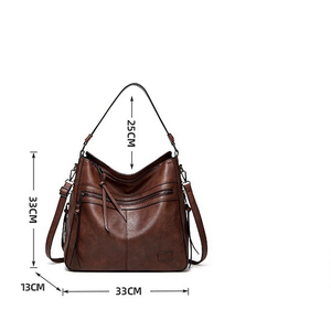 Bolso de hombro tipo Hobo de cuero genuino para mujer, cierre con cremallera clásico, gran capacidad, uso diario, color rojo - Product Image 2