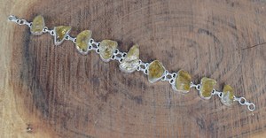 Piedra preciosa de citrino en bruto Natural, Plata de Ley 925 chapada en rodio, joyería fina de diseñador hecha a mano, pulsera personalizada para mujer - Product Image 3