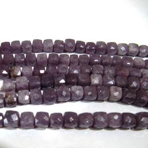 Natural Lepidolite 3D cube shape Briolette 6mm to 8mm beads sold per strand 8 inches <b>long</b> <b>Box</b> Shape Gemstone Untreated Beads - Product Image 1