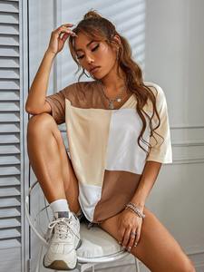 เสื้อยืดลำลองสำหรับผู้หญิง,เสื้อยืดสตรีดีไซน์ล่าสุดออกแบบโลโก้ได้ตามต้องการสไตล์ใหม่ - Product Image 6