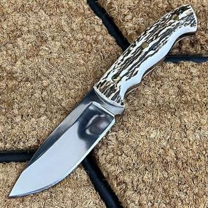 Mango de ciervo hecho a mano, cuchillo de hoja fija vintage, regalo de Navidad para exteriores con Funda de cuero puro. - Product Image 4