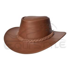 Chapeau de cow-boy en cuir marron tressé, mode western, taille personnalisée, voyage en plein air, camping, pêche, chapeaux en cuir pour femmes - Product Image 1