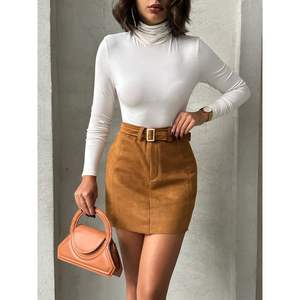 Faldas al por Mayor con Cinturón Color Bronceado para Mujer Topshow - Product Image 3