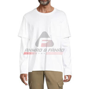 Camisetas de doble capa para hombre de alta calidad hechas a medida ropa de verano color personalizado 100% algodón camiseta de doble capa para hombre - Product Image 1