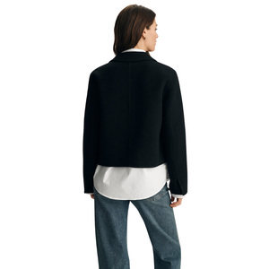 Veste en laine 100% laine, style ample et élégant pour femmes, doublure en laine, vente en gros personnalisée, vêtements d'extérieur chauds d'hiver, vêtements décontractés réguliers, manteau OEM ODM - Product Image 4